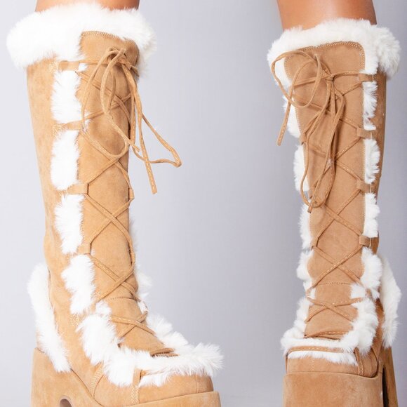 Demonia CAMEL 311 Primal Desire Brown Platform Boots - Picture 2 of 8